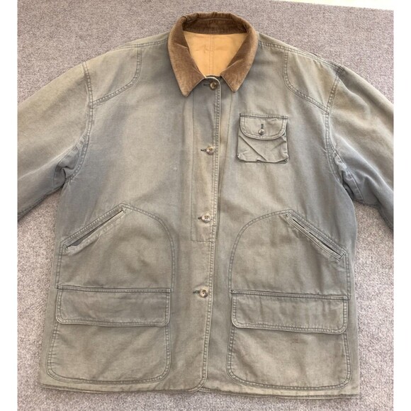 Vintage Barn Coat Mens L Chore Canvas Reversible Corduroy Cargo 90s Thornton Bay - Picture 2 of 10